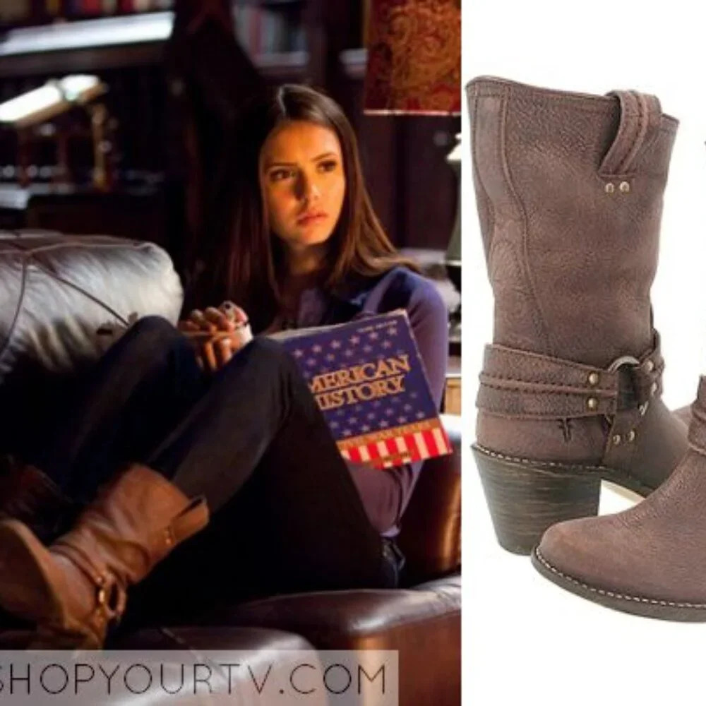 $379 Frye Carmen Harness Motorcycle Brown Leather Mid Calf Pull On Short Boot - Picture 2 of 13